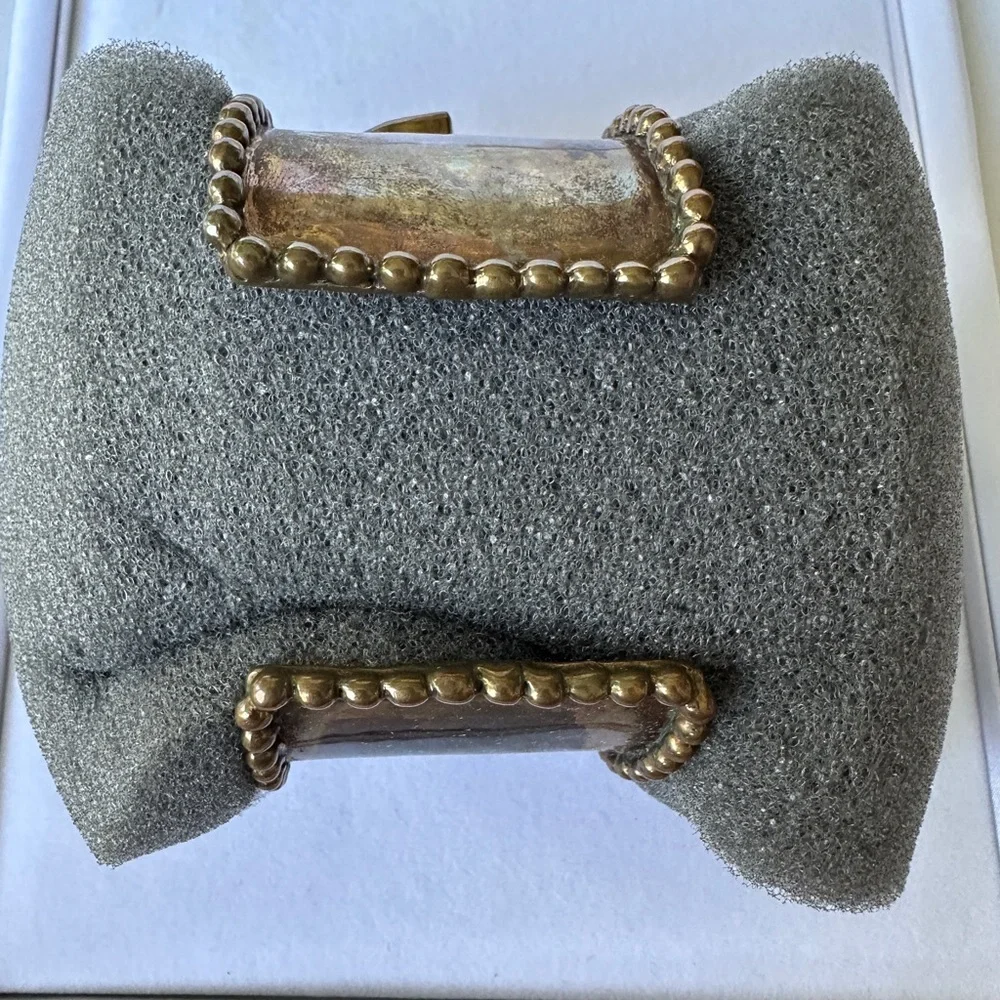 Stephen One of a Kind Vintage Multi-Gemstone Bronze Chunky Cuff Rare Festival